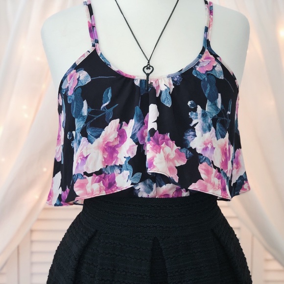 Forever 21 Tops - Forever 21 Floral Sheer Layered Top